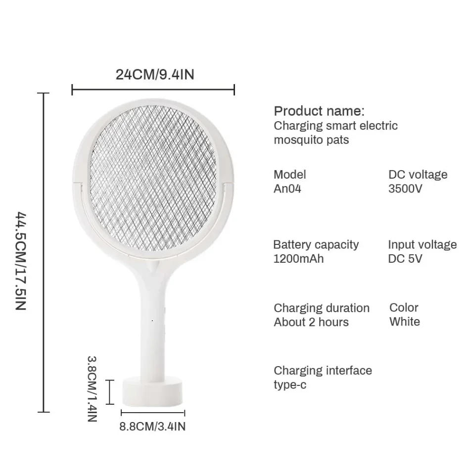 Description Picture 4 of item3500V 5in1 Mosquito Killer Lamp Multicunctional Angle Adjustable Bug Zapper Electric USB Rechargeable Mosquito Fly Bat Swatter