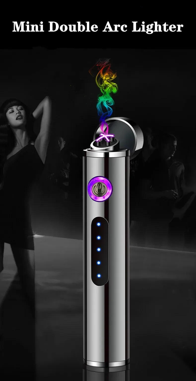 Description Picture 2 of itemHot Portable Mini Dual Arc USB Charging Lighter Touch Sensing Outdoor Windproof Plasma Pulse Flameless Cigarette Lighter Tool