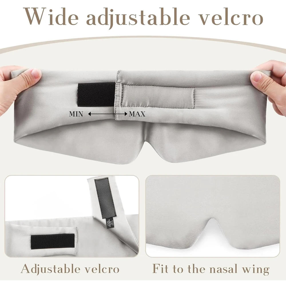 Description Picture 4 of item100% Mulberry Silk Sleeping Mask Eyepatch Blocking Light Eyemask Soft Padded Travel Sleeping Aid for Sleep Patch Slaapmasker