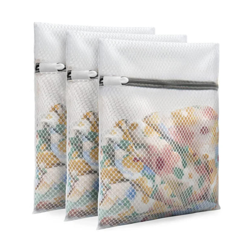 Description Picture 2 of item3pcs Zippered Mesh Laundry Bag Polyester Laundry Wash Bags Coarse Net Laundry Basket Laundry Bags for Washing Machines Bra Bag