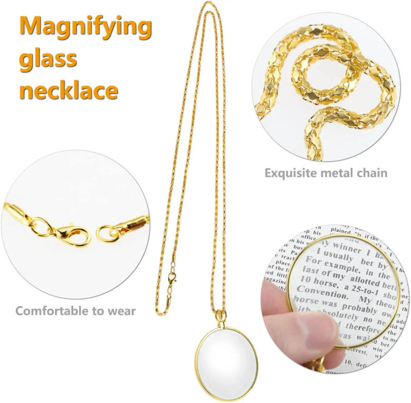 Description Picture 5 of itemPortable Pocket Magnifying Glass Pendant Necklace 5X Magnification Alloy Material Mini Magnifiers for Gift Reading Coin Jewelry