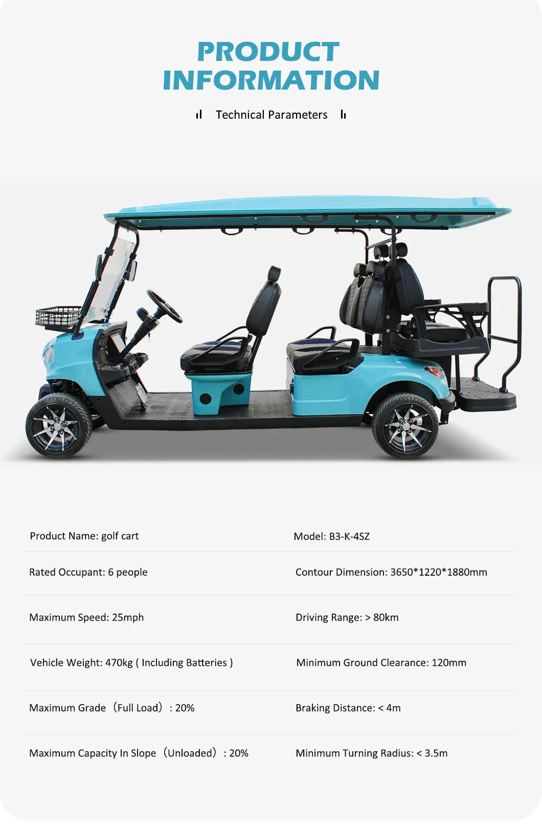 Description Picture 4 of item4 Wheel 4+2 6 Seat Electric Golf Club Car Golf Buggy Cart With Lithium Battery
