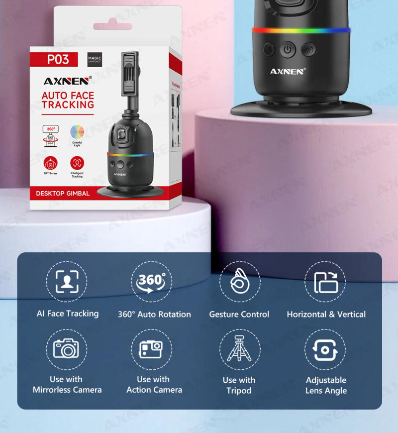 Description Picture 4 of itemSmart Auto Face Tracking Desktop AI Gimbal for Smartphone & Action Camera 360 Rotation Follow Focus Vlog Kit, Option with Tripod