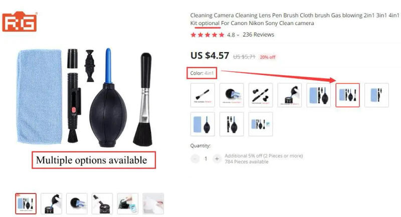 Description Picture 2 of itemCleaning Camera Cleaning Lens Pen Brush Cloth brush Gas blowing 2in1 3in1 4in1 Kit optional For Canon Nikon Sony Clean camera