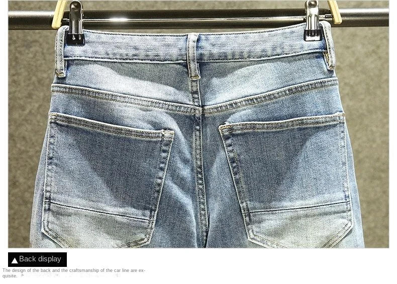 Description Picture 6 of itemFashion Denim Jeans for Men Casual Slim Spring Autumn Patchwork Design Vintage Washed Pants Cotton Trousers Designer Men's Jeans