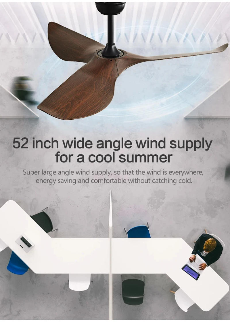 Description Picture 4 of item52 Inch Ceiling Fan Living Room Restaurant Americans Modern Office Without Light DC Remote control Electric Fan 110-220V