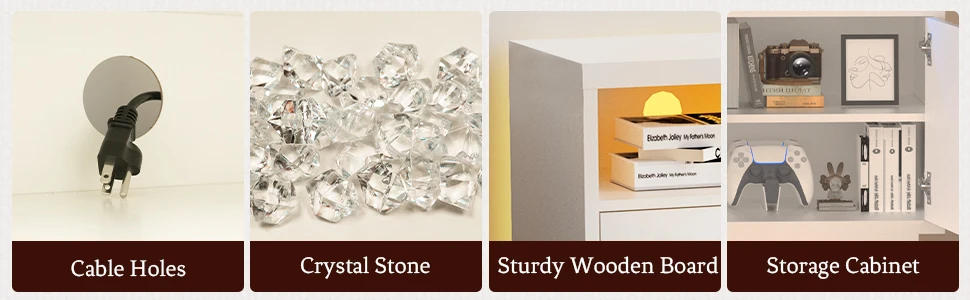 Description Picture 3 of item70''TV Stand with 36''Fireplace-LED Light Entertainment Center for 75+inch TV-White TV Cabinet,Modern TV Console for Living Room