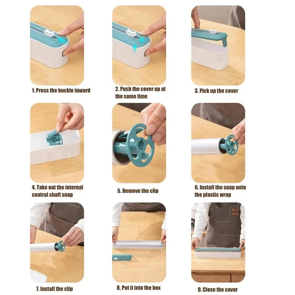 Description Picture 5 of itemFood Plastic Cling Wrap Dispensers Foil Holder with Cutter Kitchen Storage Accessories Aluminum Foil and Film Dispenser