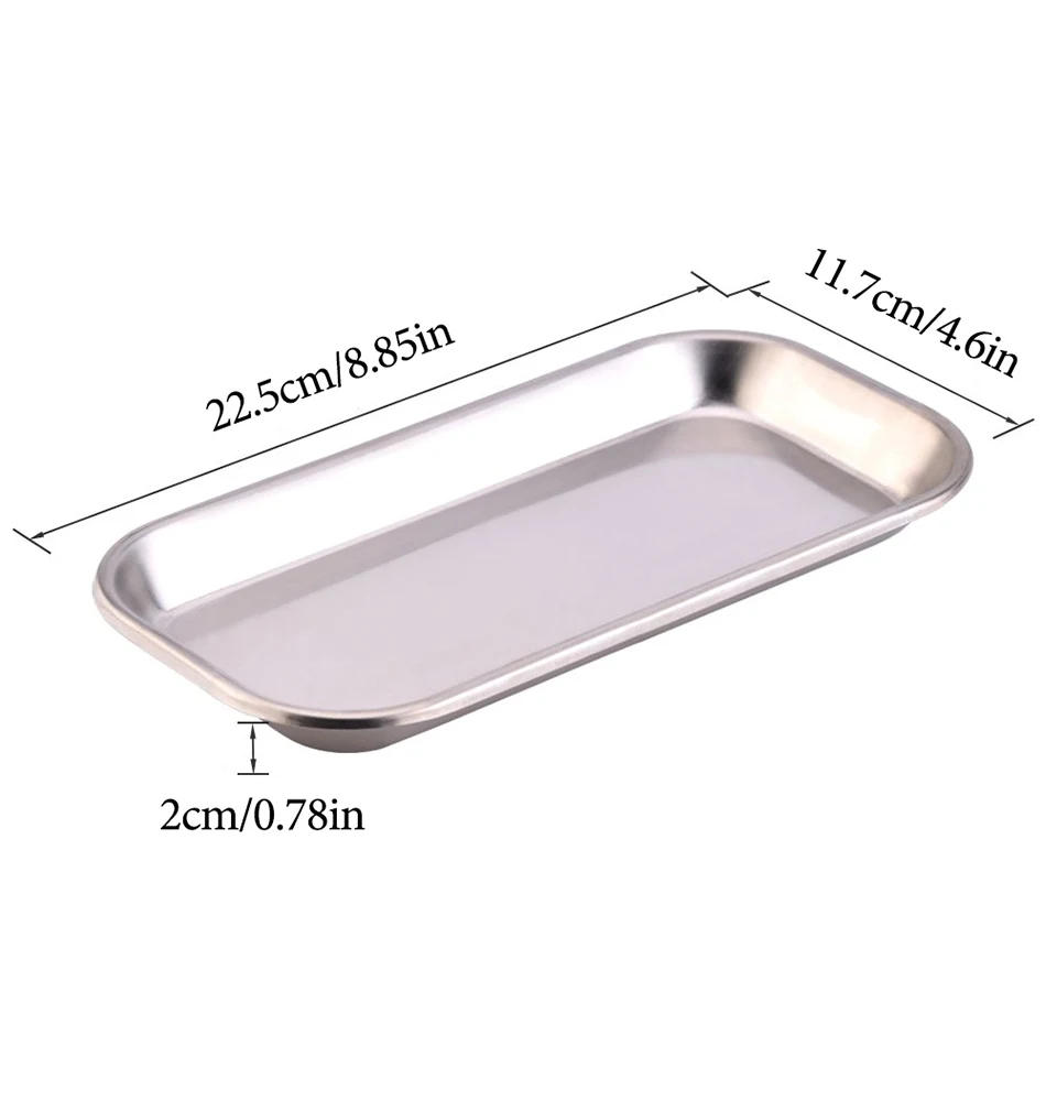 Description Picture 3 of item1PC Nail Art Equipment Plate Stainless Steel Doctor Surgical Dental Tray Cosmetic Storage Tray False Nails Dish Supplies Tools