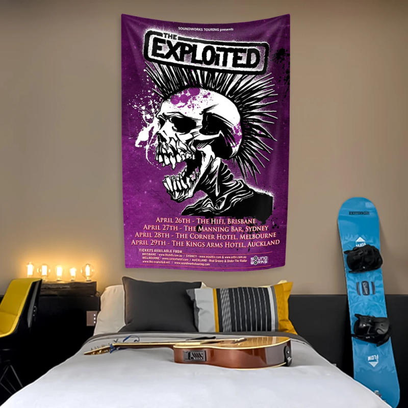 Description Picture 6 of itemPunk Music Band Tapestry Exploiteds Home Decoration Wall Hanging Bedroom Dormitory Background Party Backdrop Friend Present