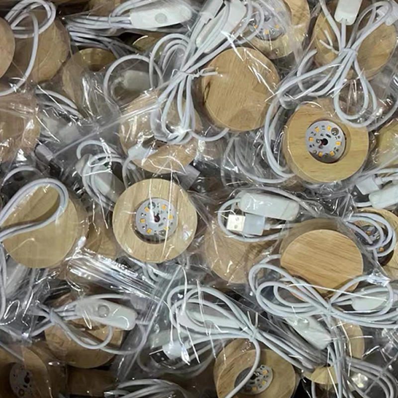 Description Picture 6 of itemSolid Wood Led Lamp Base With 6 Built-in LED Lamp Beads Switch USB Data Cable Night Light Base, Wear Resistant Lamp Holder