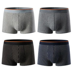4pcs MEN'S Underwear MEN'S Cotton Striped Boyshort Antibacterial Breathable Boyshort plus Size Summer Pants MEN'S Shorts