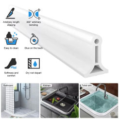 Shower Threshold Water Dam Collapsible Shower Barrier Water Stopper Retention System Dry And Wet Separation Shower Water Guard