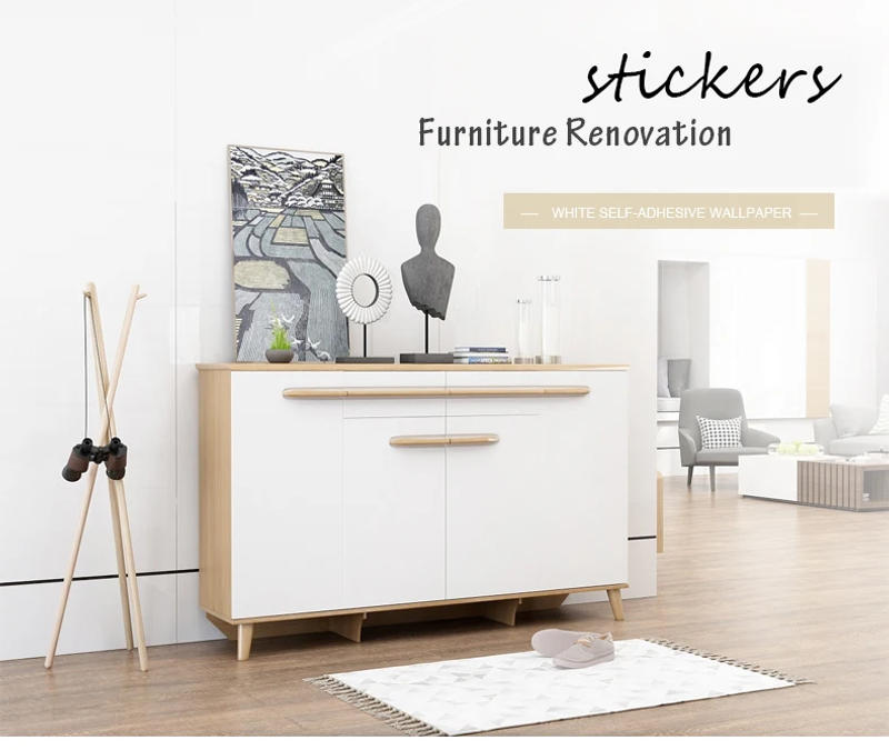 Description Picture 2 of itemPure White Wallpaper Self-Adhesive Waterproof Moisture-Proof Paint Kitchen Wall Stickers Cabinet Table Furniture Decoration Film