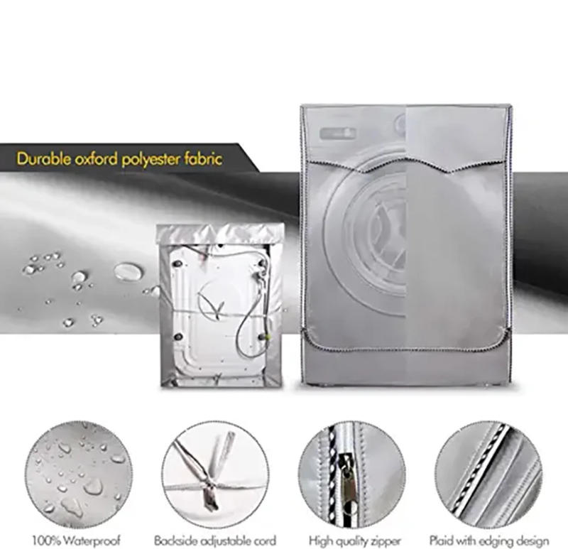 Description Picture 6 of itemWasher-dryer cover Washing machine cover Polyester waterproof front load sunblock laundry silver coated dust cover