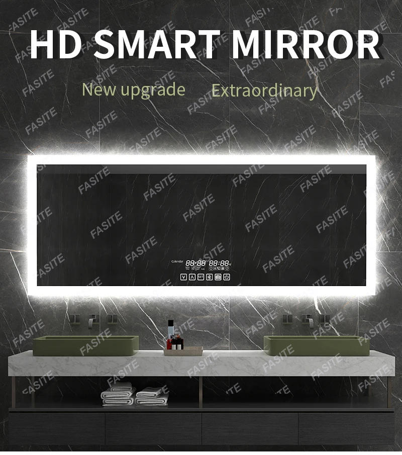 Description Picture 2 of itemFogless Smart Bathroom Mirror With Bluetooth Speaker Aesthetic Shower Nordic Touch Control Led Lighting Makeup Home Decor WWHYH