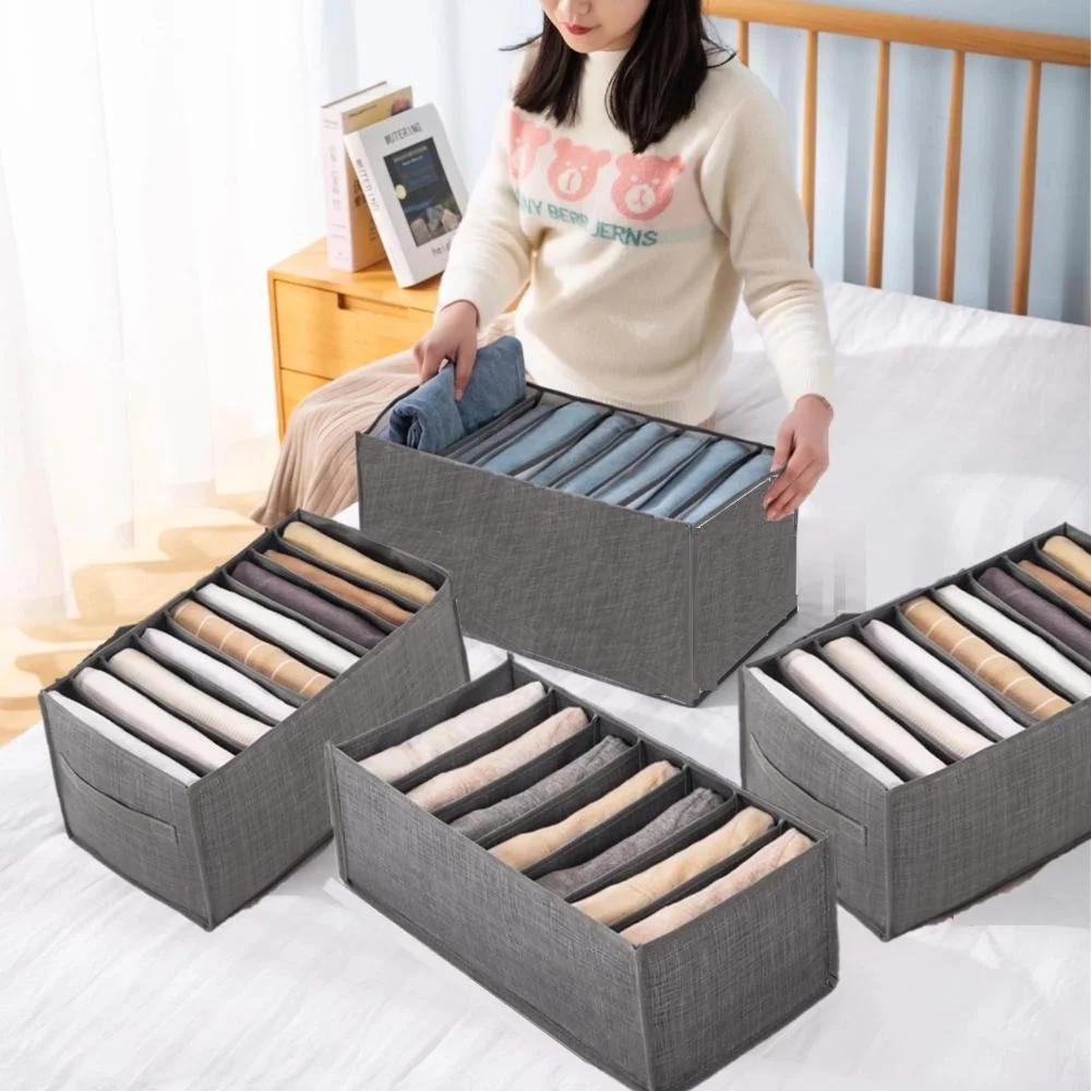 Description Picture 5 of itemFoldable Storage Organizers Drawer Closet Divider Boxes for Jeans Socks Bra Wardrobe Clothes Storage Underwear Organizers Sets