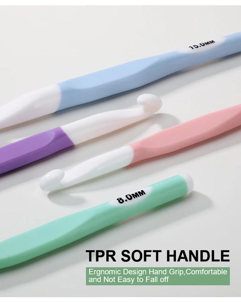 Description Picture 4 of itemMulticolor Knitting Needles 8-15mm Soft Grip Ergonomic Handle Yarn Crochet Needle Weaving Crochet Hook Needles DIY Craft Tools