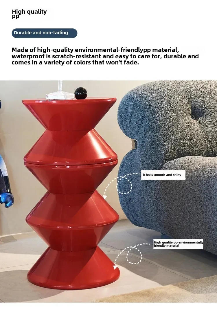 Description Picture 4 of itemRound Coffee Table Plastic Nordic Home Furniture Living Room Sofa Side Tables Hallway Shoes Stool Balcony Small Desk Nightstands