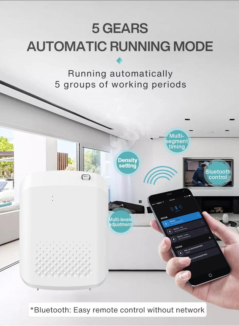 Description Picture 5 of itemNamste Electric Aromatic Oasis Bluetooth 1000m³ Essential Oil Atomization Aroma Diffuser Home Air Freshener Device Perfume Scent