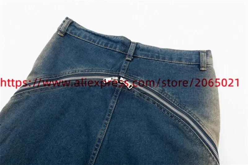 Description Picture 5 of itemBest Quality Multi Zipper Loose Straight Leg Floor Mop Jeans Men Women Kanye West  Denim Pants