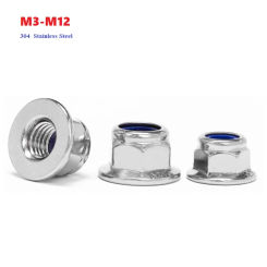 Metric Flange Nylon Insert Lock Nuts M3 M4 M5 M6 M8 M10 M12 304 A2 Stainless Steel Hex Flanged Self-locking Locknuts