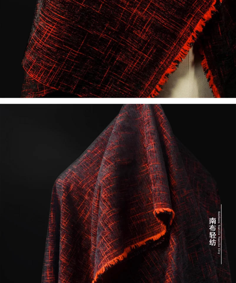 Description Picture 4 of itemRed Velvet Fabric Dark Patterned Texture Creative Thick Clothing Windbreaker Cloth Apparel Diy Sewing Meters Material