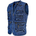 2024 Male More Than Pocket Increase Spring Vests Autumn Waistcoat Denim Vest Sleeveless Denim Jackets Cotton Gilet Tactical 5xl