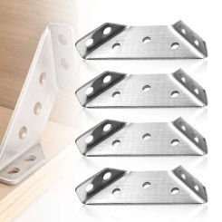 4/8PCS** Stainless** Steel Angle Corner Brackets Fasteners Protector Right Angle Corner Stand Supporting Furniture Hardware