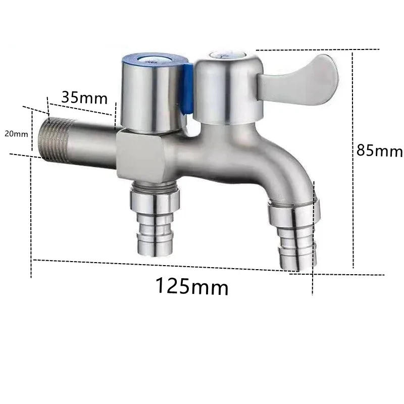 Description Picture 2 of itemStainless Steel Faucet Double Outlet Dual Control Water Tap One in Two Out Faucet 1/2" Bidet Faucets Bathroom Accessories