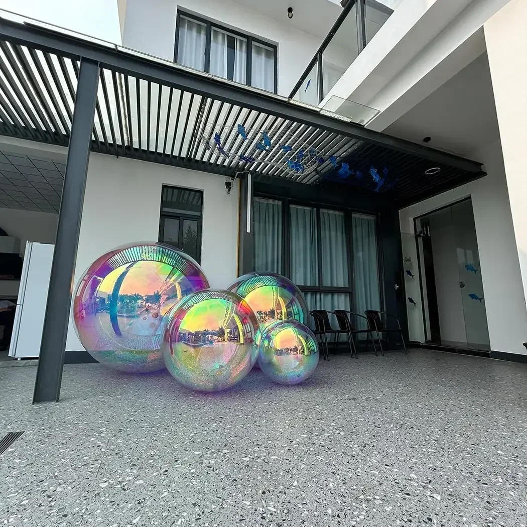 Description Picture 3 of itemIridescent Inflatable Mirror Ball Big Shiny Balls Airtight Giant  Balloon Large PVC Sealed Sphere For Wedding Decoration