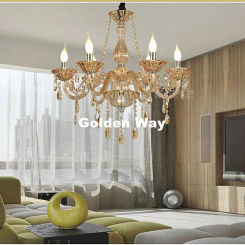 Modern Champagne Crystal Chandelier Lighting Luxury E14 LED K9 Glass Chandeliers Lamp Suspended Light Lustres De Cristal