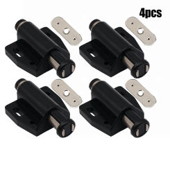 4Pcs Single Magnetic Pressure Push To Open Touch Latch Cabinet Doors Rebound Single Touch Magnet With Round Iron Sheet