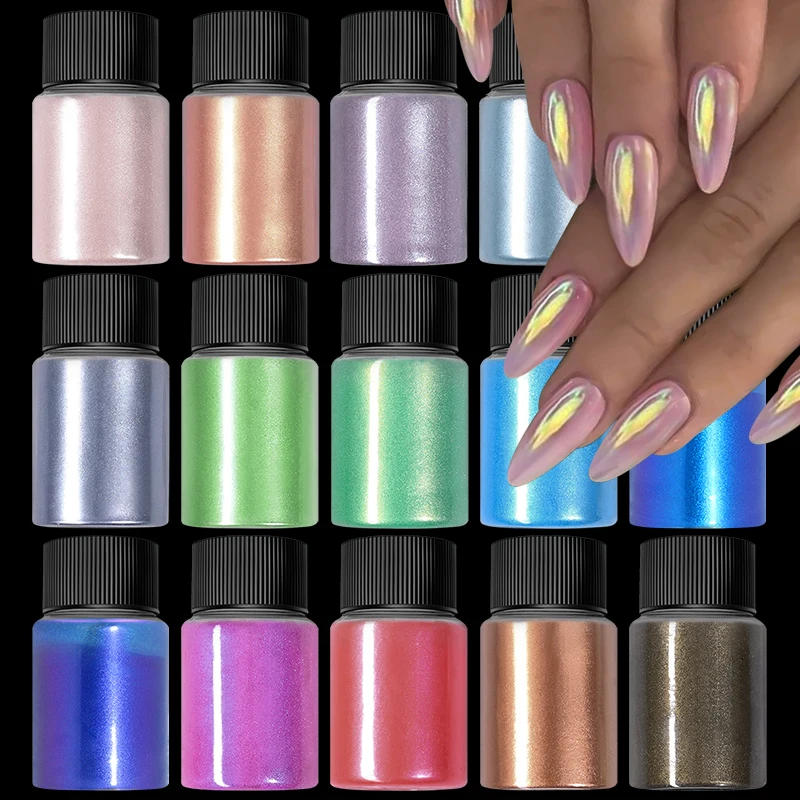 Description Picture 6 of item1 Box Cherry Pink Chrome Pearl Nail Powder Gradient Mirror Effect Nail Art Glitter Auroras Rubbing Dust Nail Art Manicure Decor