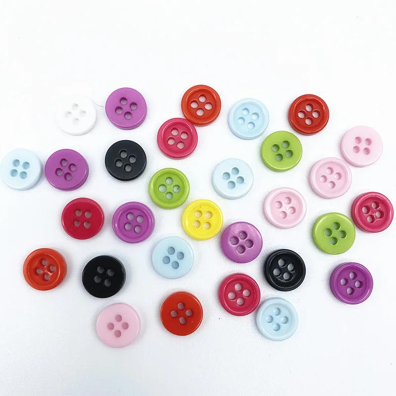 Description Picture 3 of item50 pieces 9mm color four-eye button round resin sewn buttons Diy scrapbook color wedding dress decorative sewn accessories