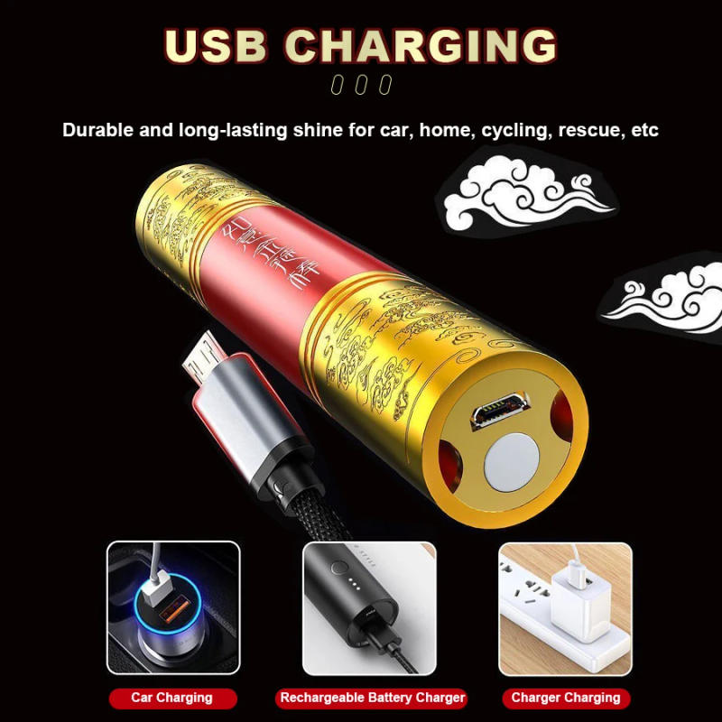 Description Picture 5 of itemNewest LED Flashlight Black Myth WuKong Golden Cudgel Stick Hand Torch USB Rechargeable Flashlight Outdoor Emergency Light