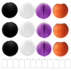 12 pcs black orange white purple 4inch paper lanterns without electricity Halloween theme decorations
