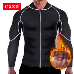 CXZD Men Sweat Neoprene Weight Loss Sauna Suit Workout Shirt Body Shaper Fitness Jacket Gym Top Clothes Shapewear Long Sleeve