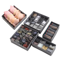 Home Underwear Storage Box With 6 Compartments Foldable Wardrobe Drawer Polyester Easy to Organize without Cover