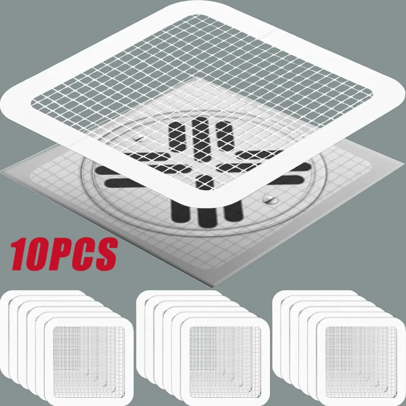 Description Picture 2 of item10pcs Disposable Shower Floor Drain Sticker Hair Catcher Drain Stopper Filter Cover Bathtubs Mesh Kitchen Bathroom Accessories