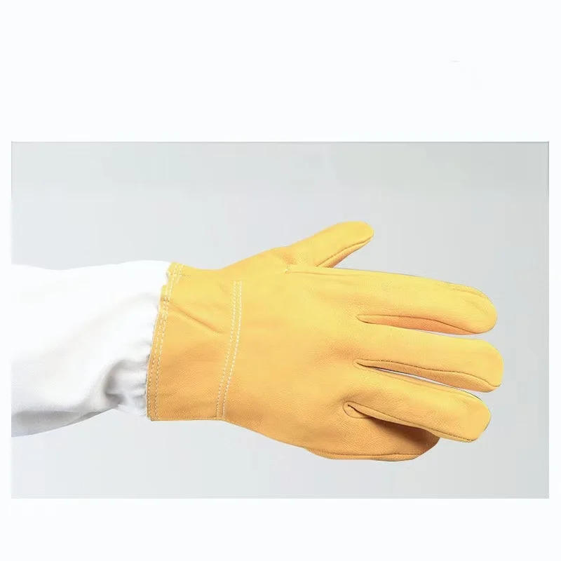 Description Picture 5 of item1Pair Soft Hand, Straight Thumb Beekeeper Beekeeping Bee Keeping Gloves Goatskin With Vented Long Sleeves
