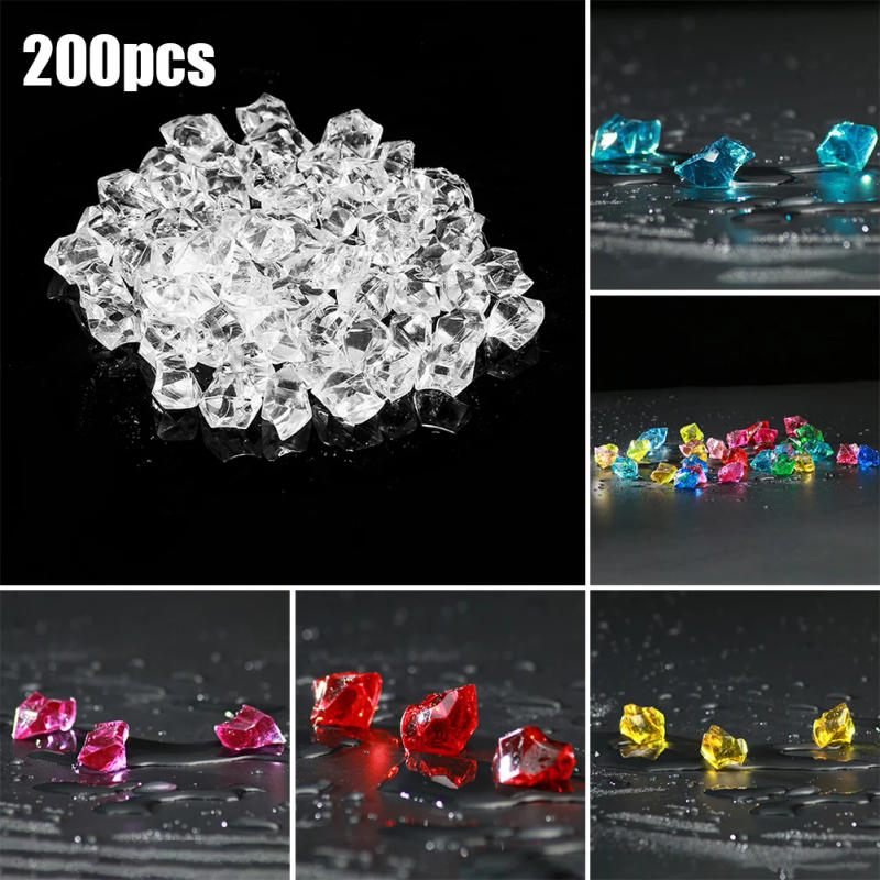 Description Picture 2 of item200pcs Acrylic Ice Rock Stones Vase Gems For Wedding Party Decor Confetti Table Beads Vase Plant Hydroponic Decoration