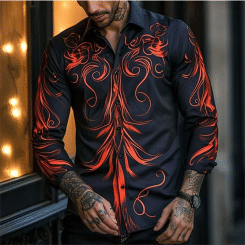 Men's shirt lapel casual sports comfortable and light outdoor street high-quality material HD pattern 2024 new men's tops
