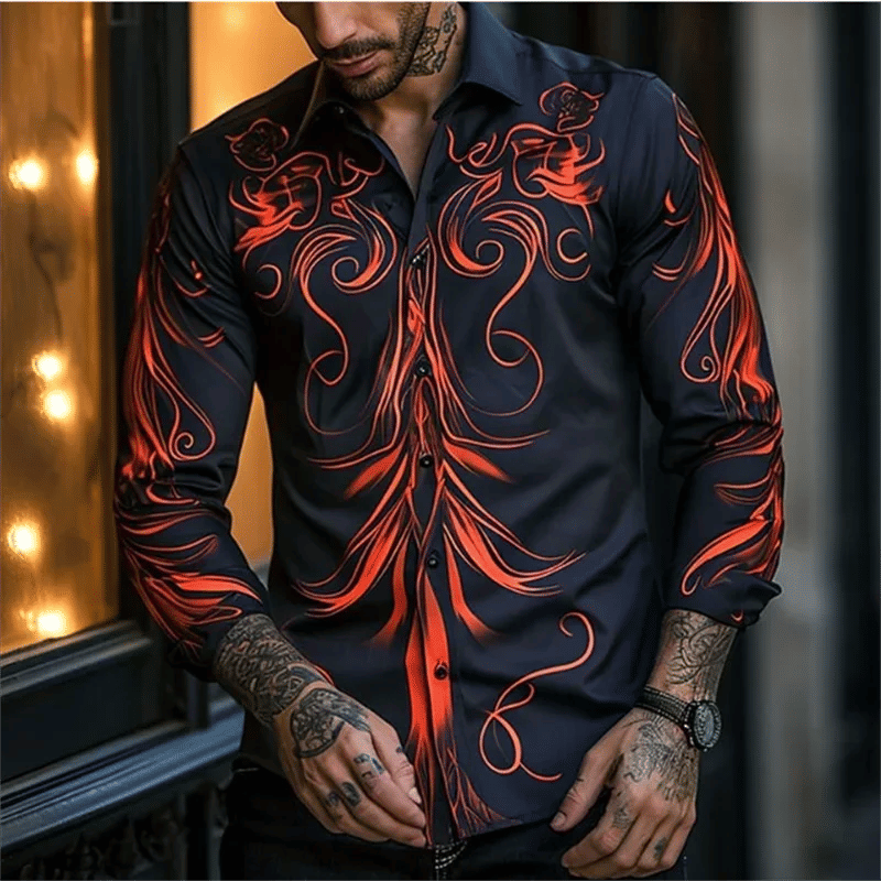 Description Picture 3 of itemMen's shirt lapel casual sports comfortable and light outdoor street high-quality material HD pattern 2024 new men's tops