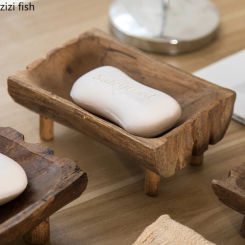 Wooden Soap Dish Drain Soap Boxes Holders Storage Racks Bathroom Shelves Creative Home Bathroom Accessories Storage Containers