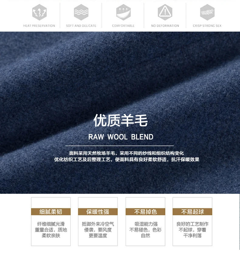 Description Picture 4 of item2023 High-end Fashion Handsome Trend Matching Medium Length Wool Coat Men's Business Lapel Casual Plaid Wool Coat Coat （M-4XL)