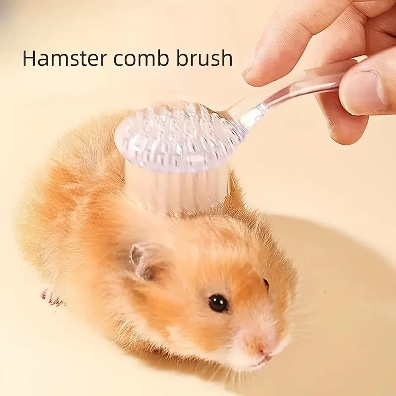 Description Picture 6 of item1pc Small Hamster Brush, Soft Bristle Massage Brush, Long Hair Hamster Cleaning Combing Brush, Bath Mini Brush