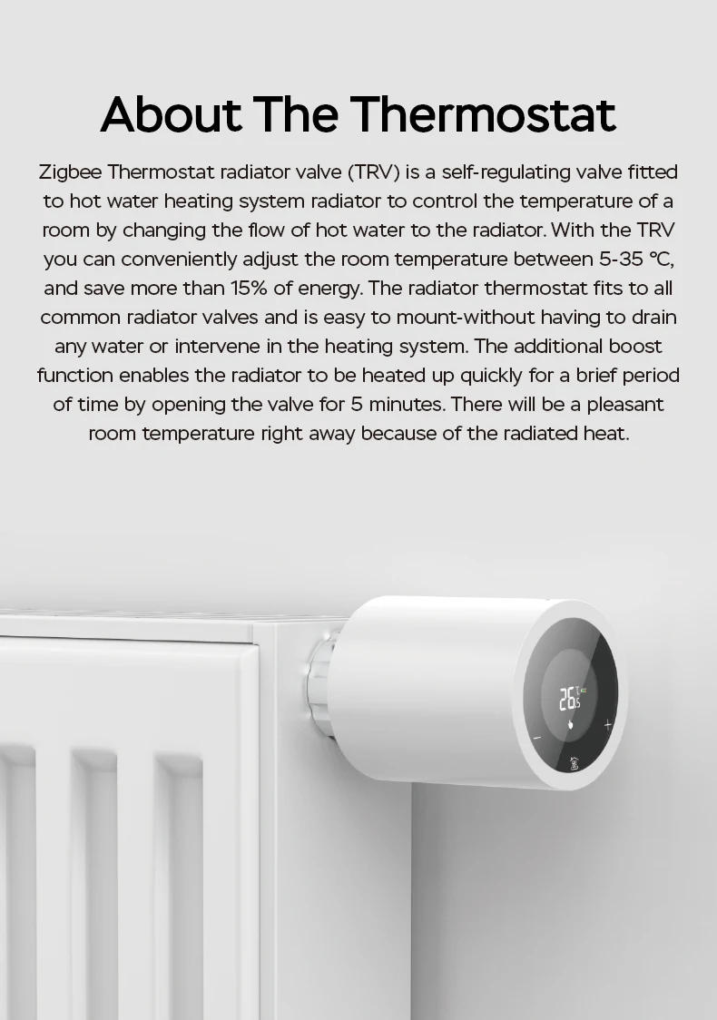 Description Picture 3 of itemTuya ZIgbee3.0 radiator valve thermostat TRV programmable smart temperature control smart life Alexa Google Home Yandex
