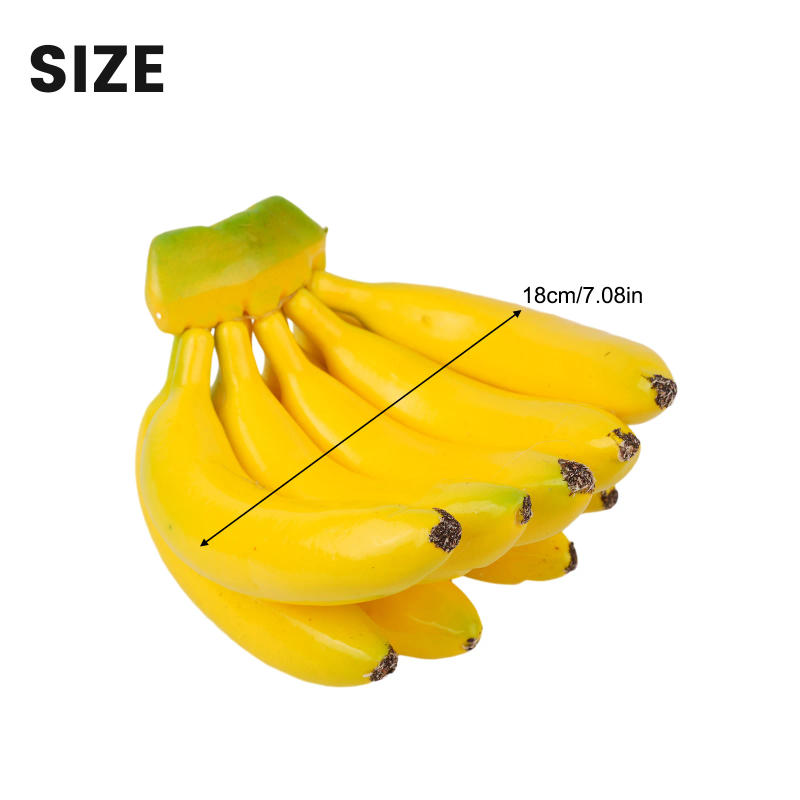 Description Picture 5 of itemArtificial Banana Simulation Fruit Model Photo Prop Fake Banana Plastic Banana Funny Toys Fruit Shop Display Ornament Home Decor
