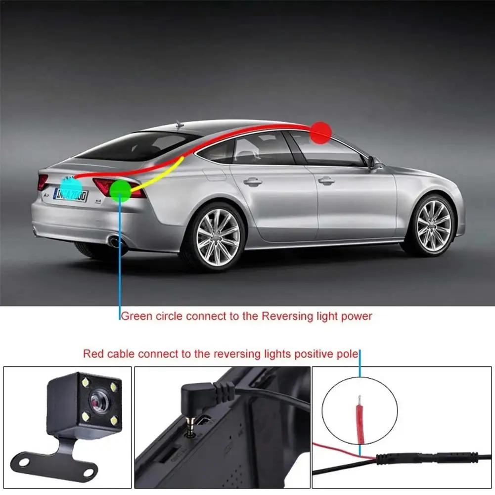 Description Picture 3 of itemAutomobile rearview mirror 4LED Night Vision Rear View Camera for Dashcam Automobile Camera Universal 5-Pin Extension Line